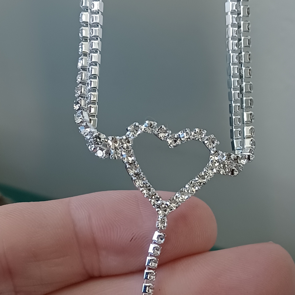 Fashion Silver Crystal Heart Ankle Bracelet